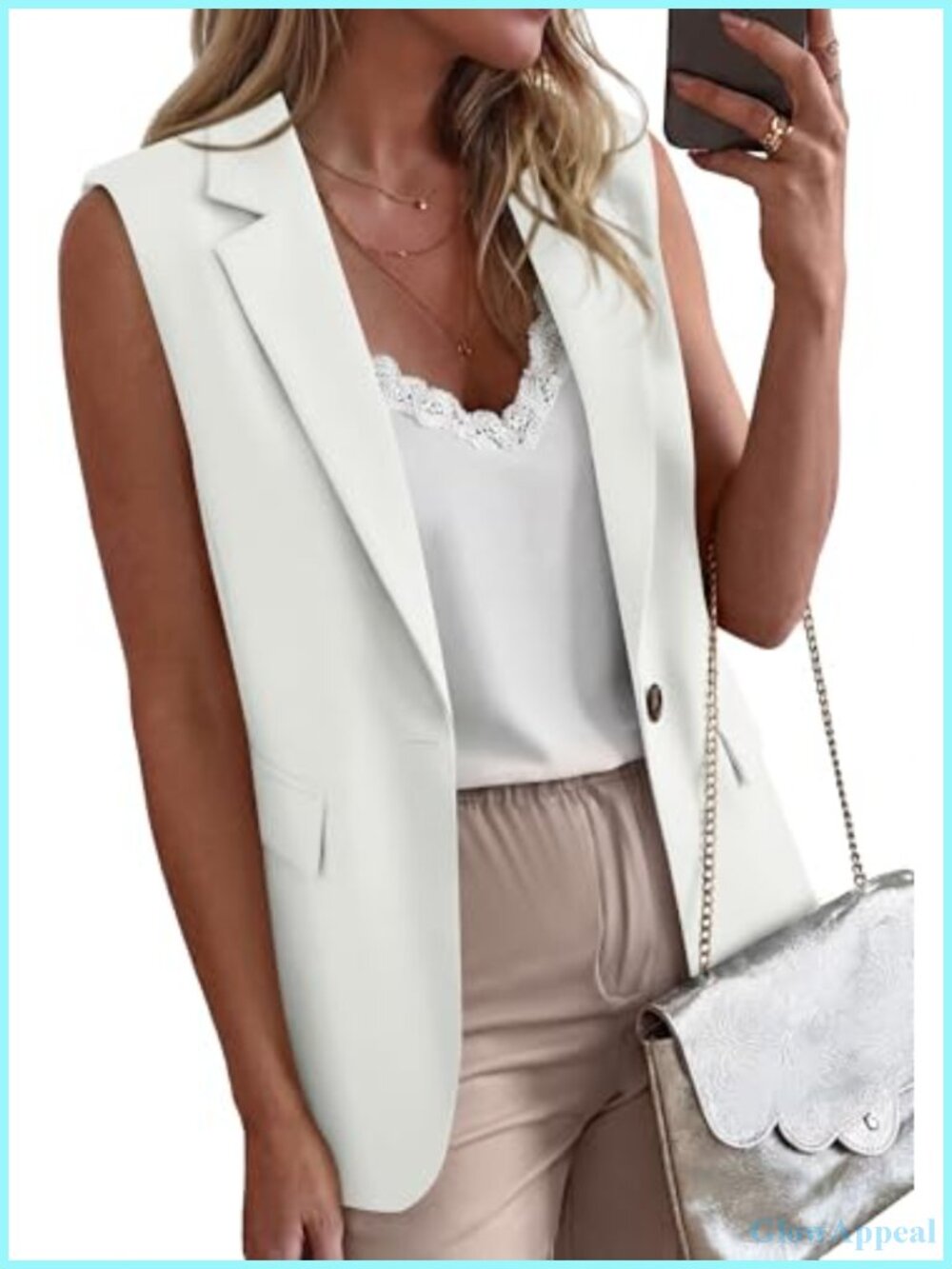Sleeveless Button Down Vest Blazer Oversized Business Casual Work Office